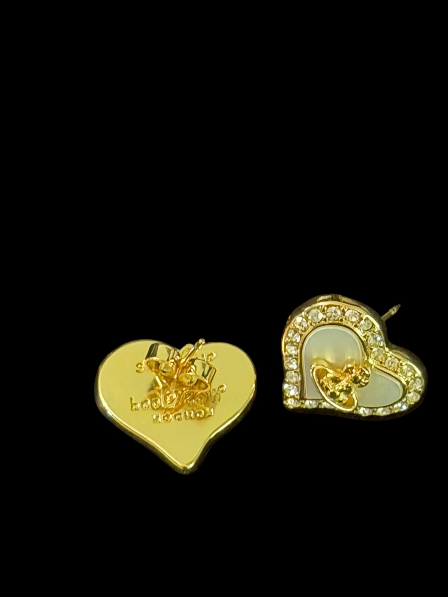 Vivienne Westwood Heart Orb Earrings Gold Crystal Mother of Pearl Y2K 4