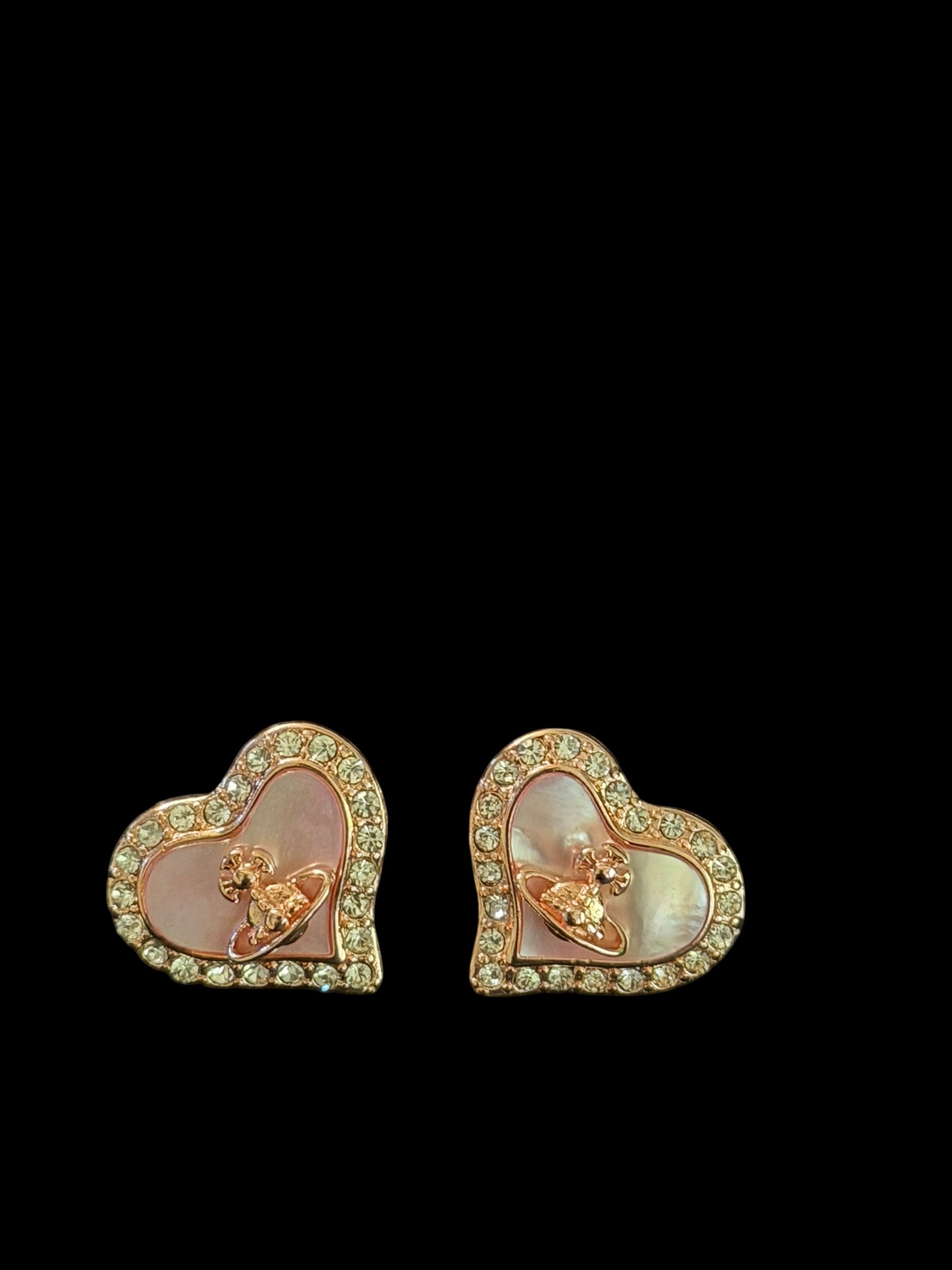 Pendientes de orba de corazón rosa de Vivienne Westwood Oro rosa Cristal Y2K 3