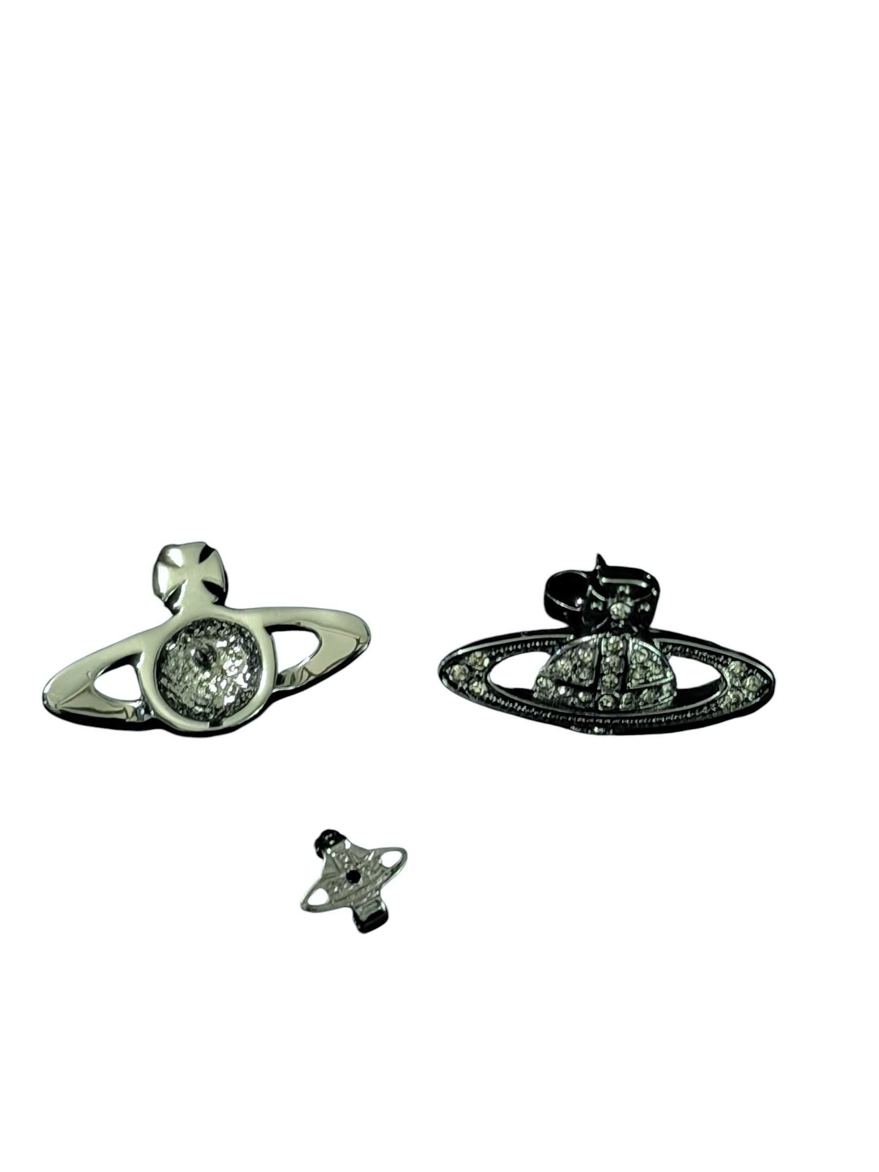 Vivienne Westwood Black Orb Pendientes Cristal Gunmetal Y2K 2