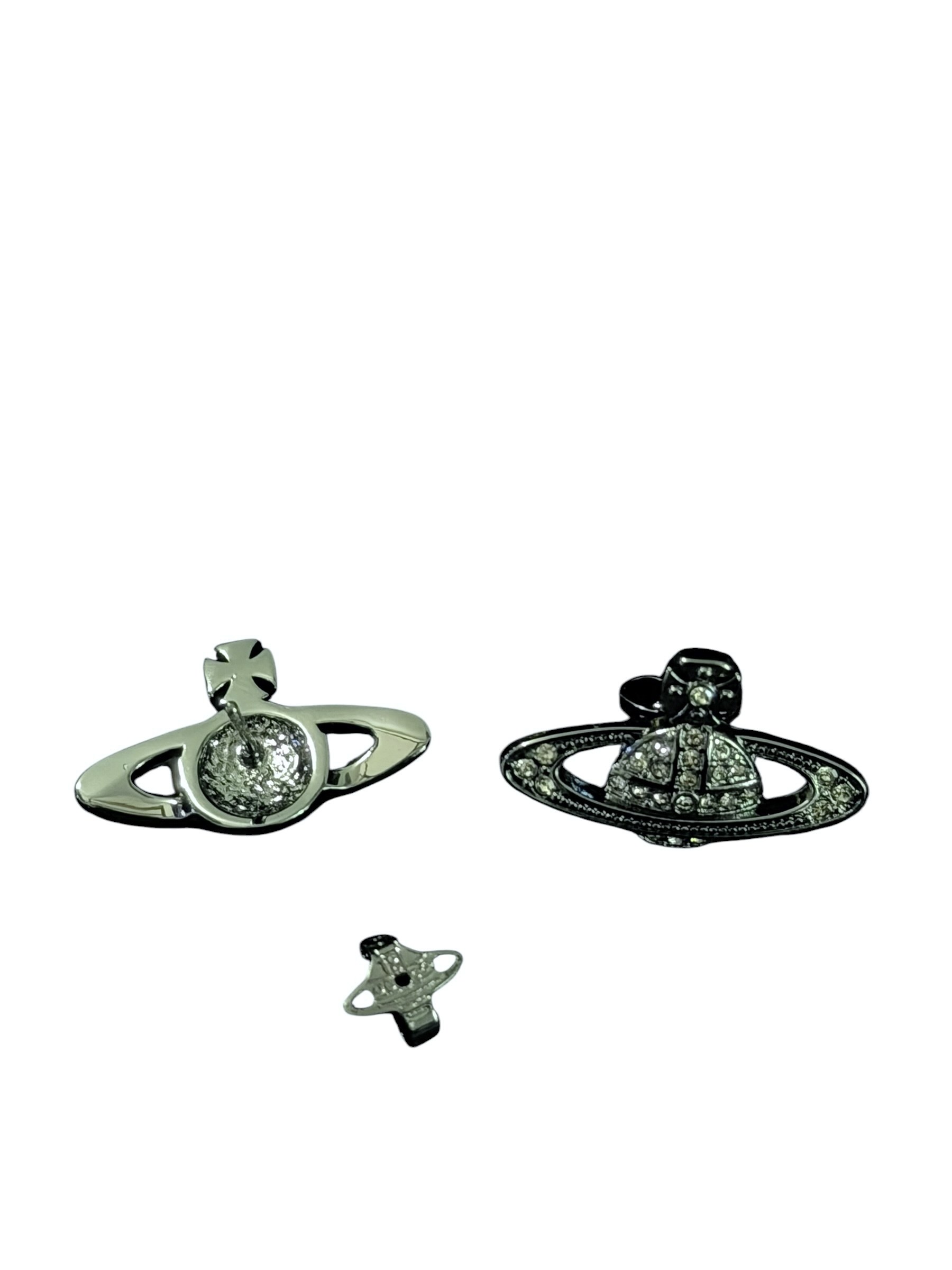 Vivienne Westwood Black Orb Pendientes Cristal Gunmetal Y2K 3