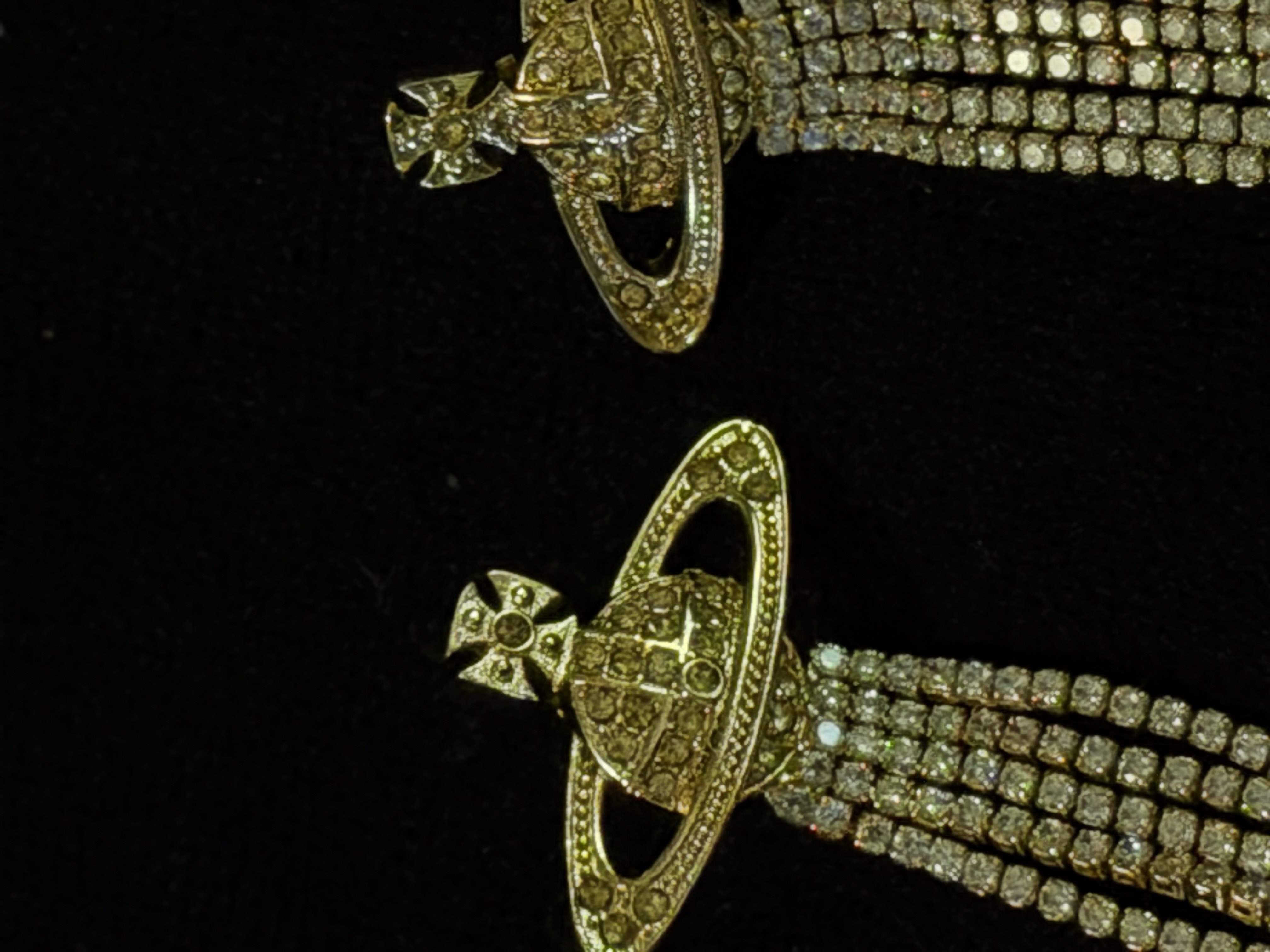 Pendientes de orb de borla de cristal de Vivienne Westwood Declaración de oro Y2K 5