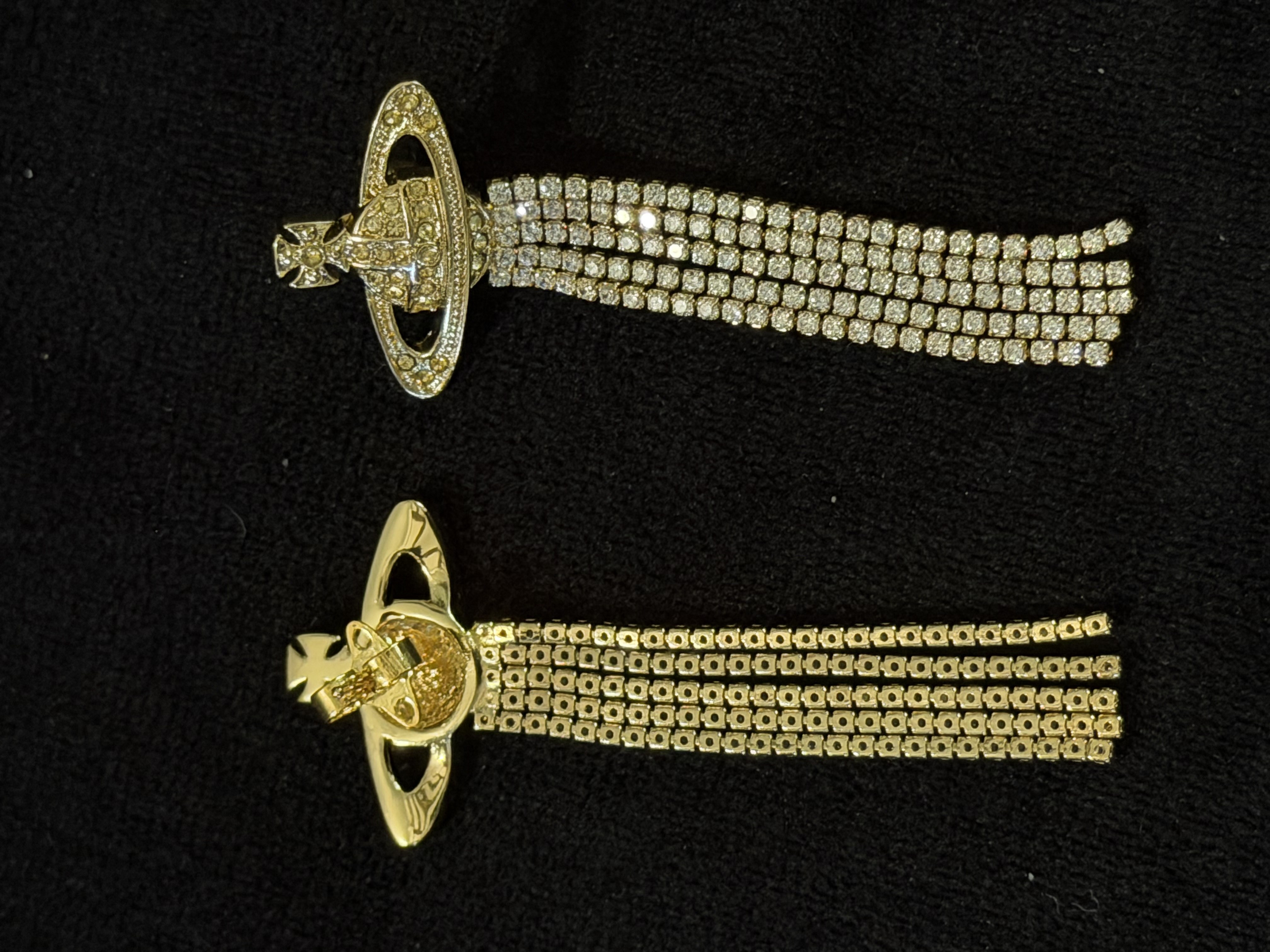 Pendientes de orb de borla de cristal de Vivienne Westwood Declaración de oro Y2K 4