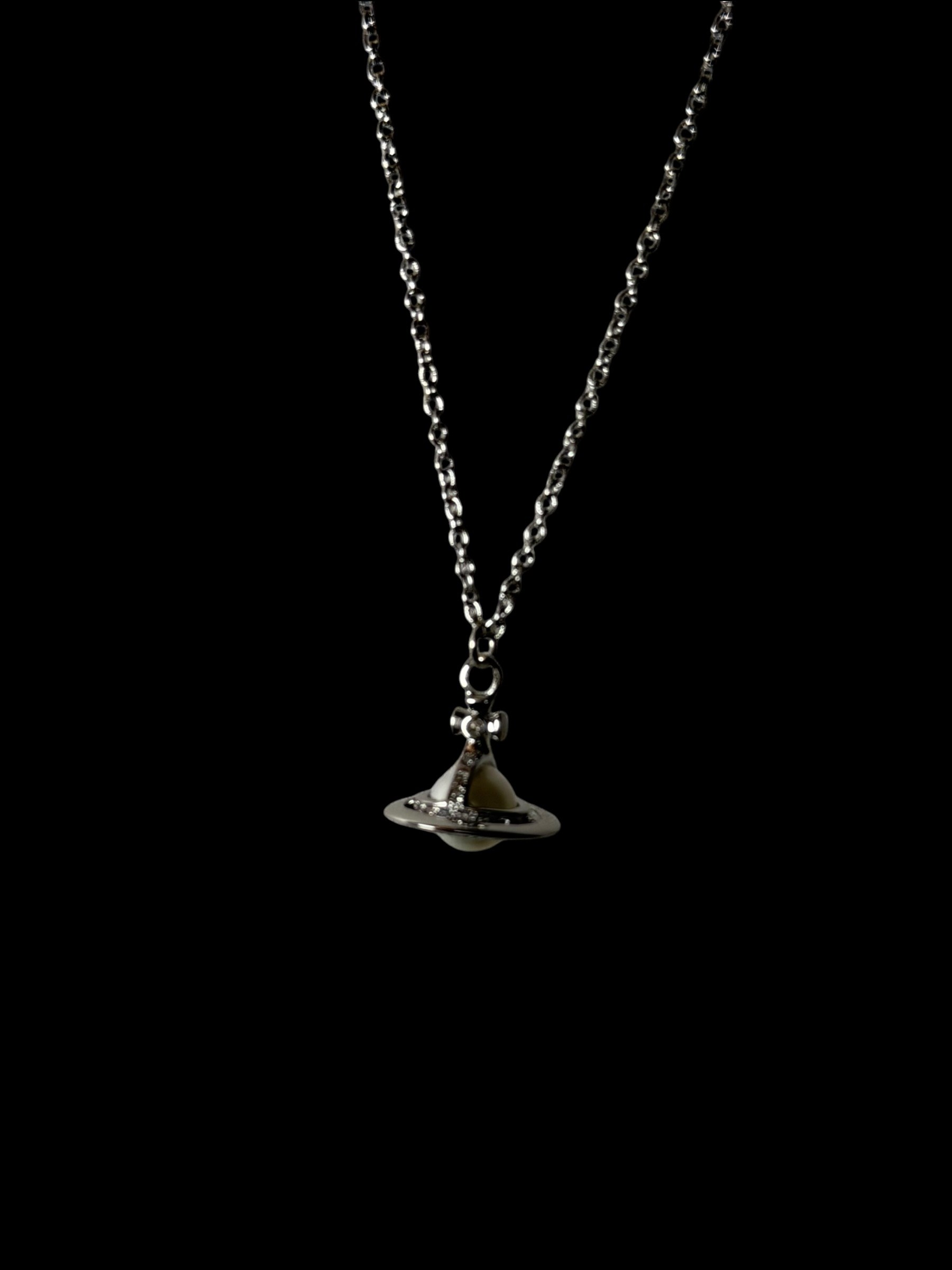 Vivienne Westwood Silver Orb Pearl Necklace Crystal Pendant Y2K 4