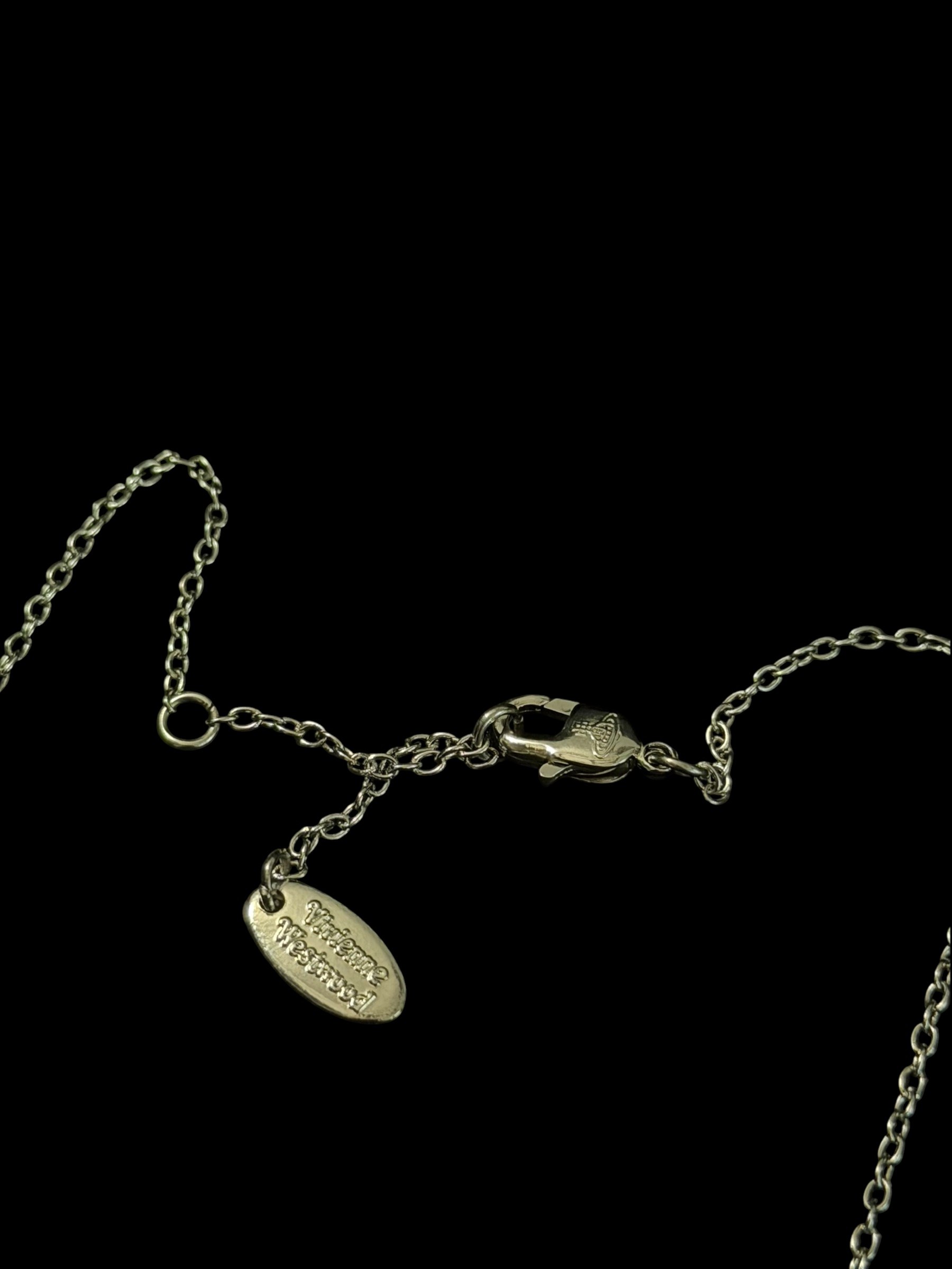 Vivienne Westwood Pearl Orb Necklace Silver Crystal Pendant Y2 8