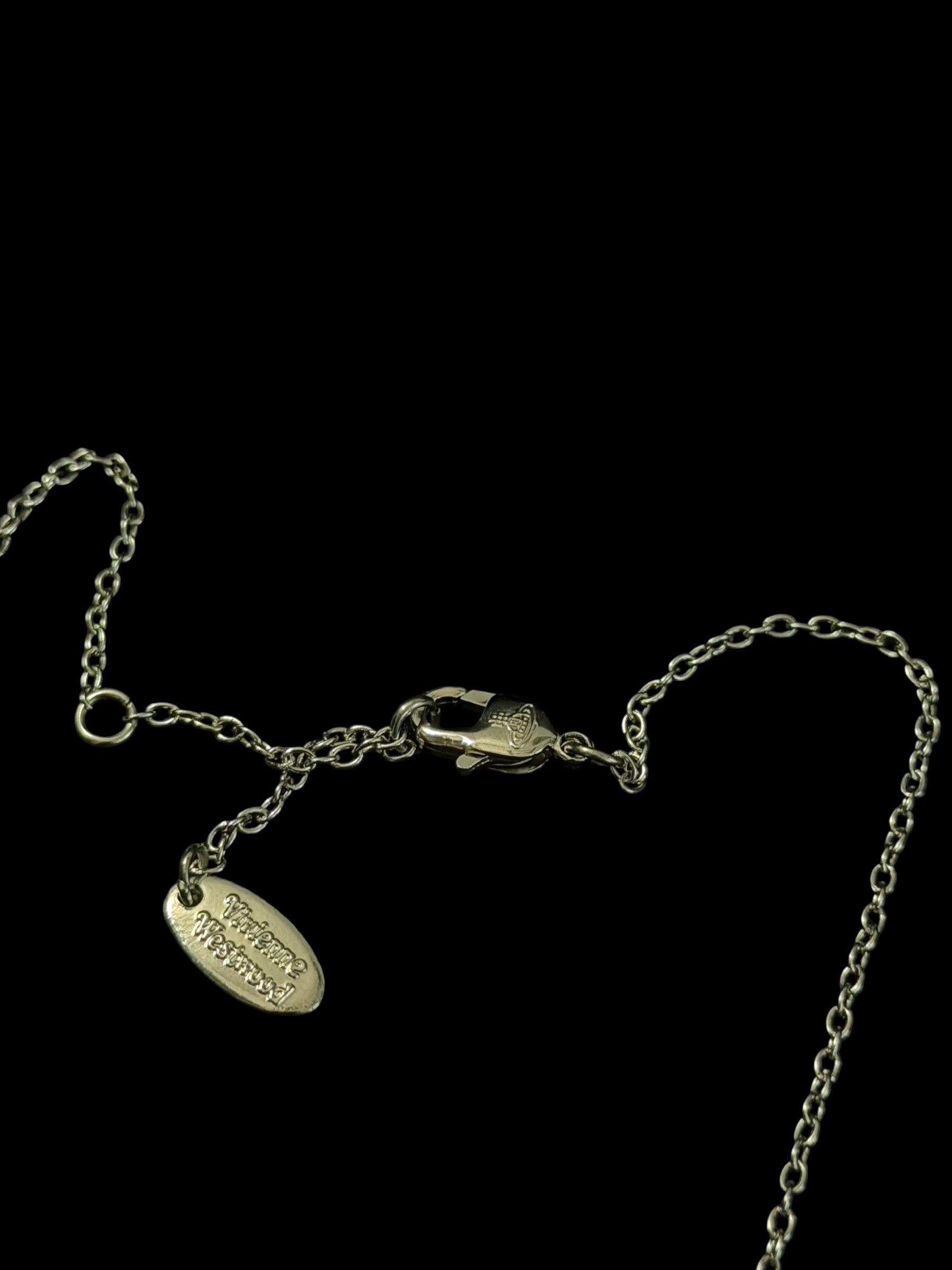 Vivienne Westwood Pearl Orb Necklace Silver Crystal Pendant Y2 7
