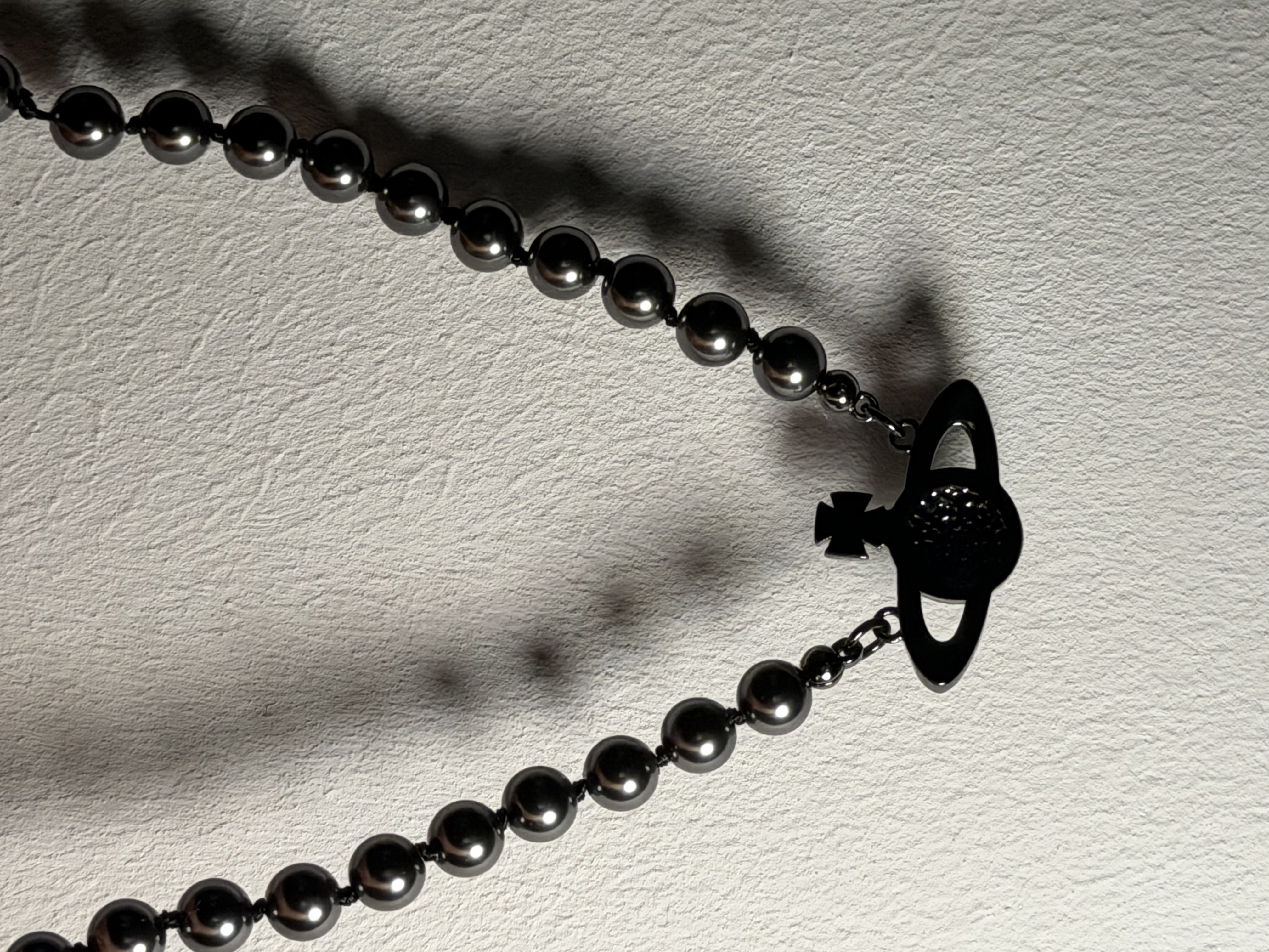 Vivienne Westwood Black Pearl Orb Necklace Gunmetal Crystal Y2K 5