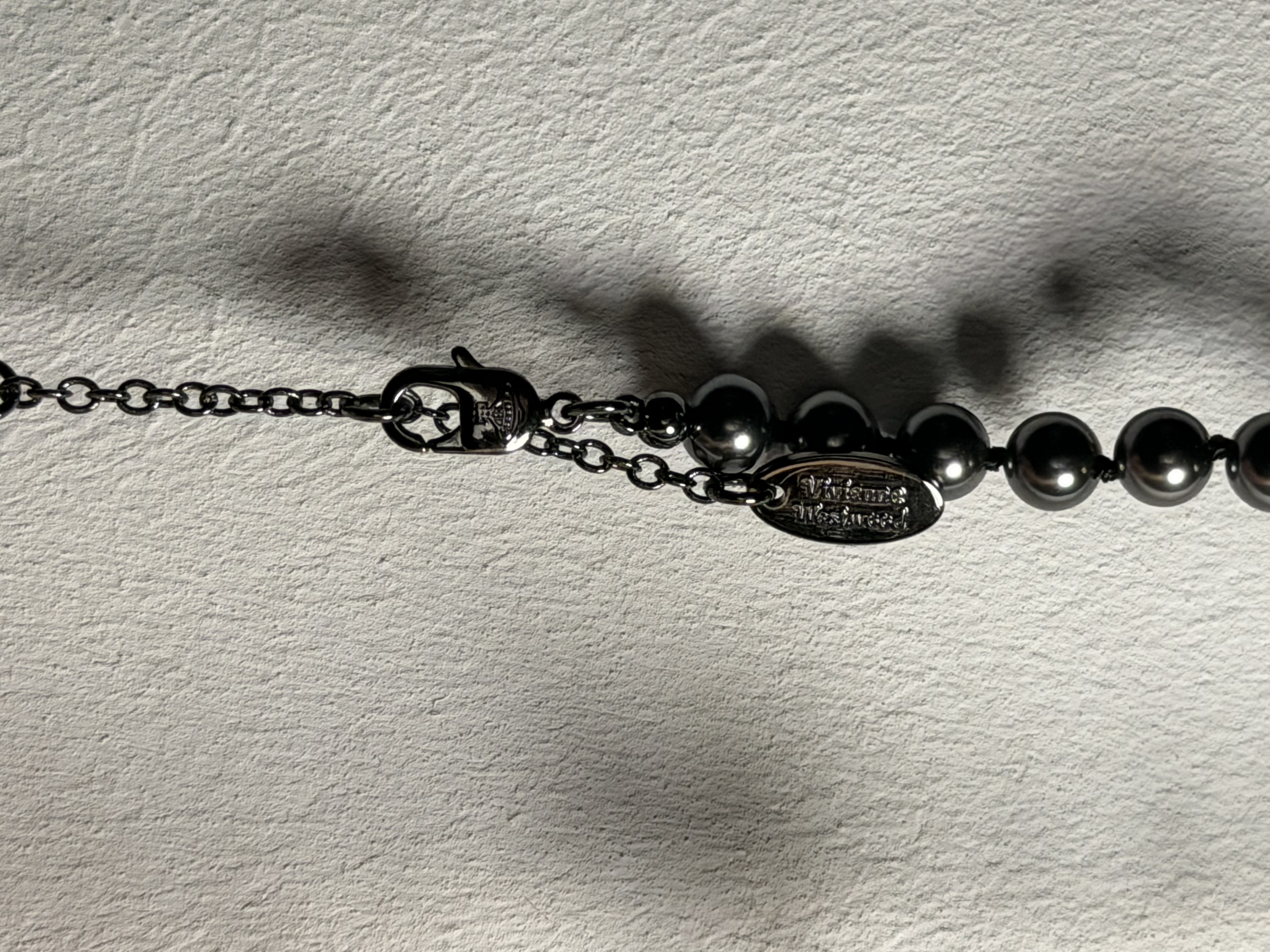 Vivienne Westwood Black Pearl Orb Necklace Gunmetal Crystal Y2K 7