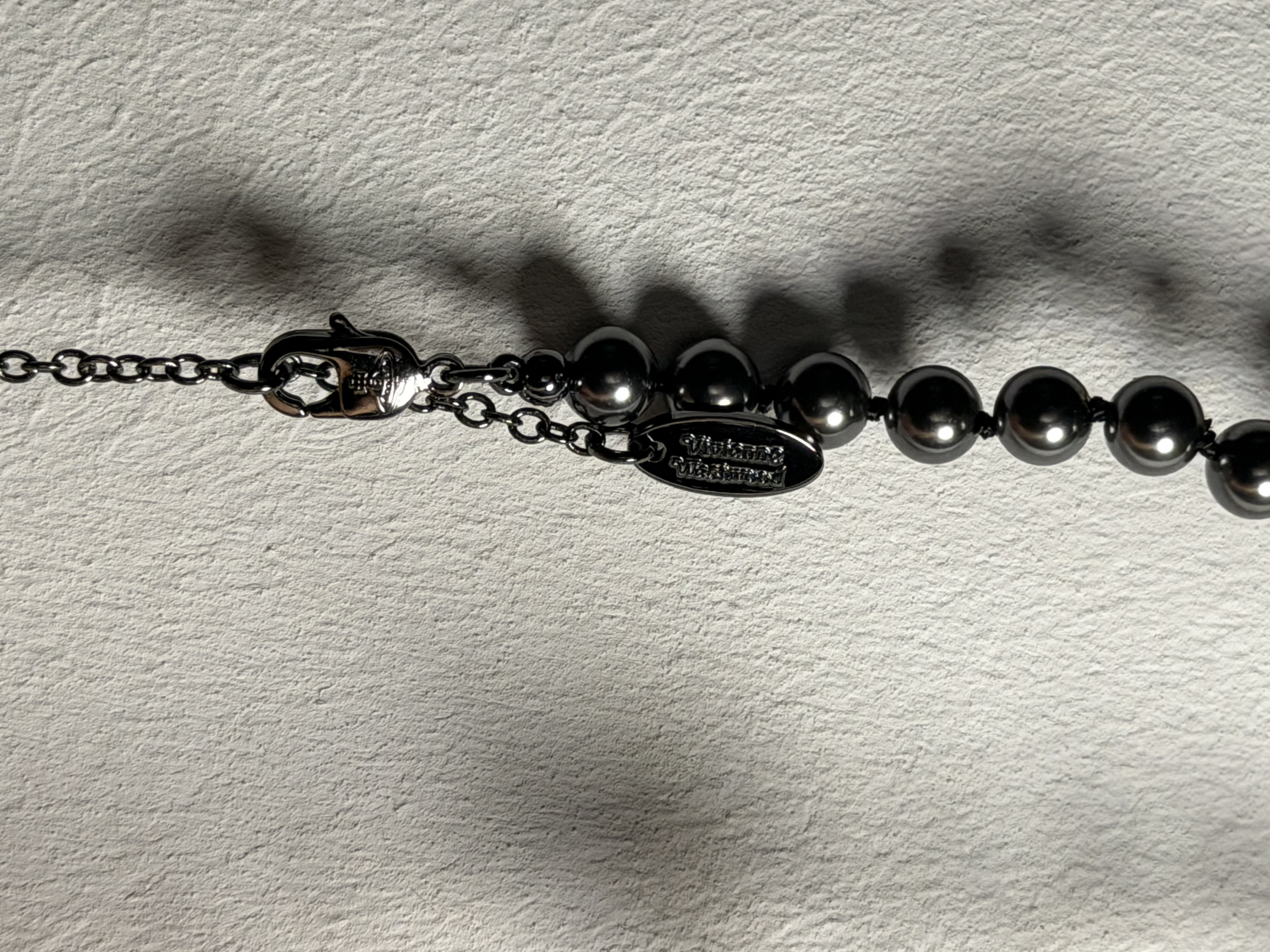 Vivienne Westwood Black Pearl Orb Necklace Gunmetal Crystal Y2K 6