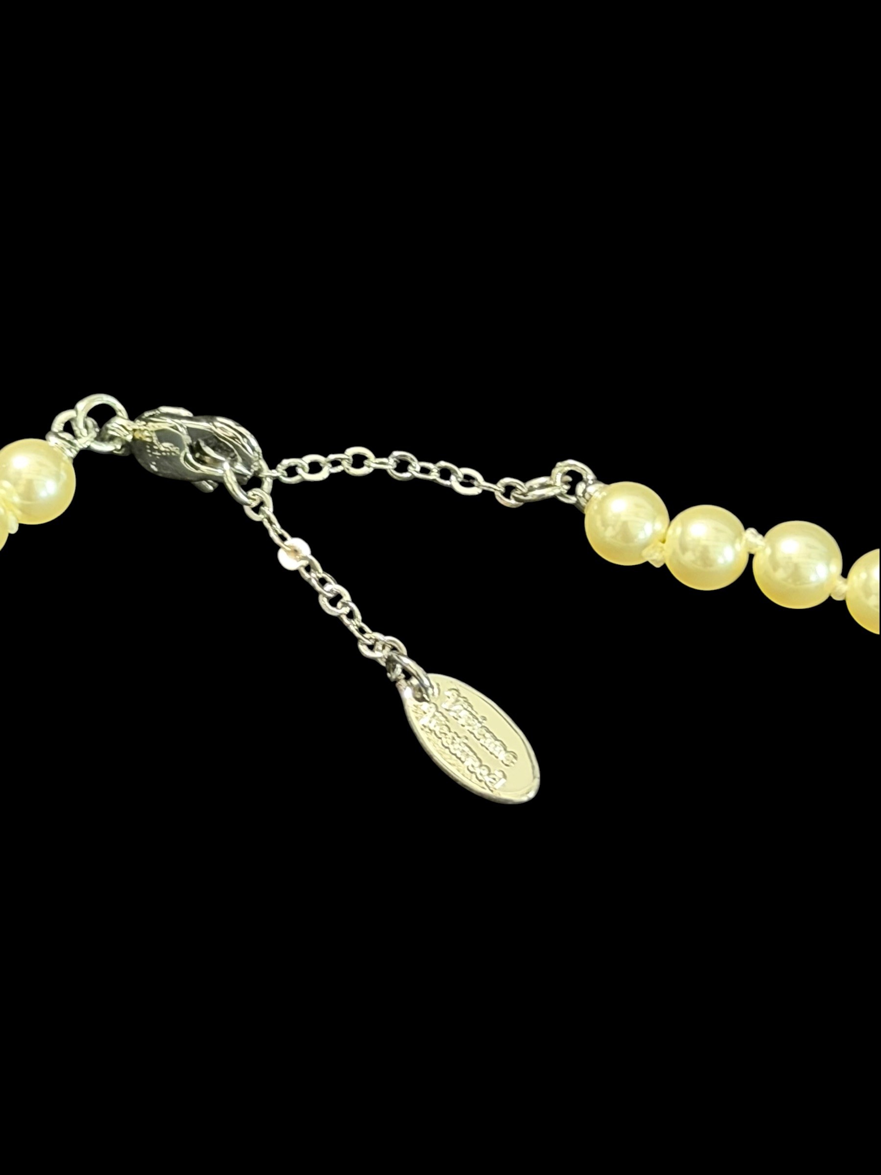 Vivienne Westwood Pearl Orb Safety Pin Necklace Silver Y2K 7