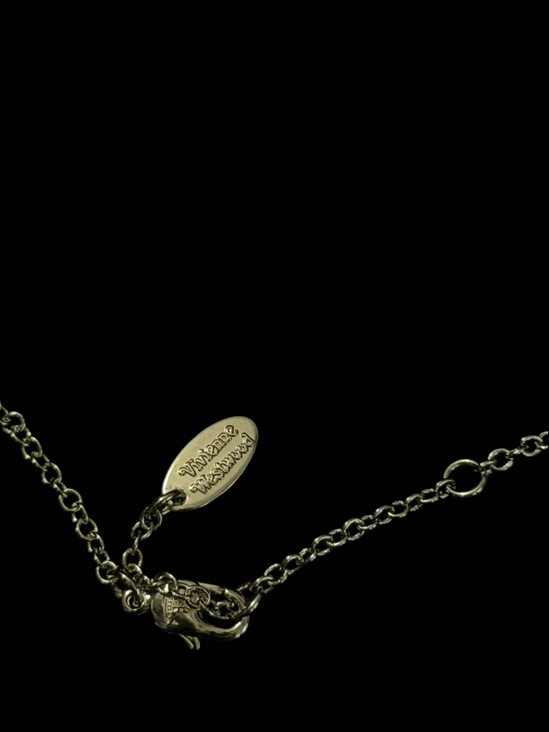Vivienne Westwood Red Heart Orb Necklace Silver Crystal Y2K 6