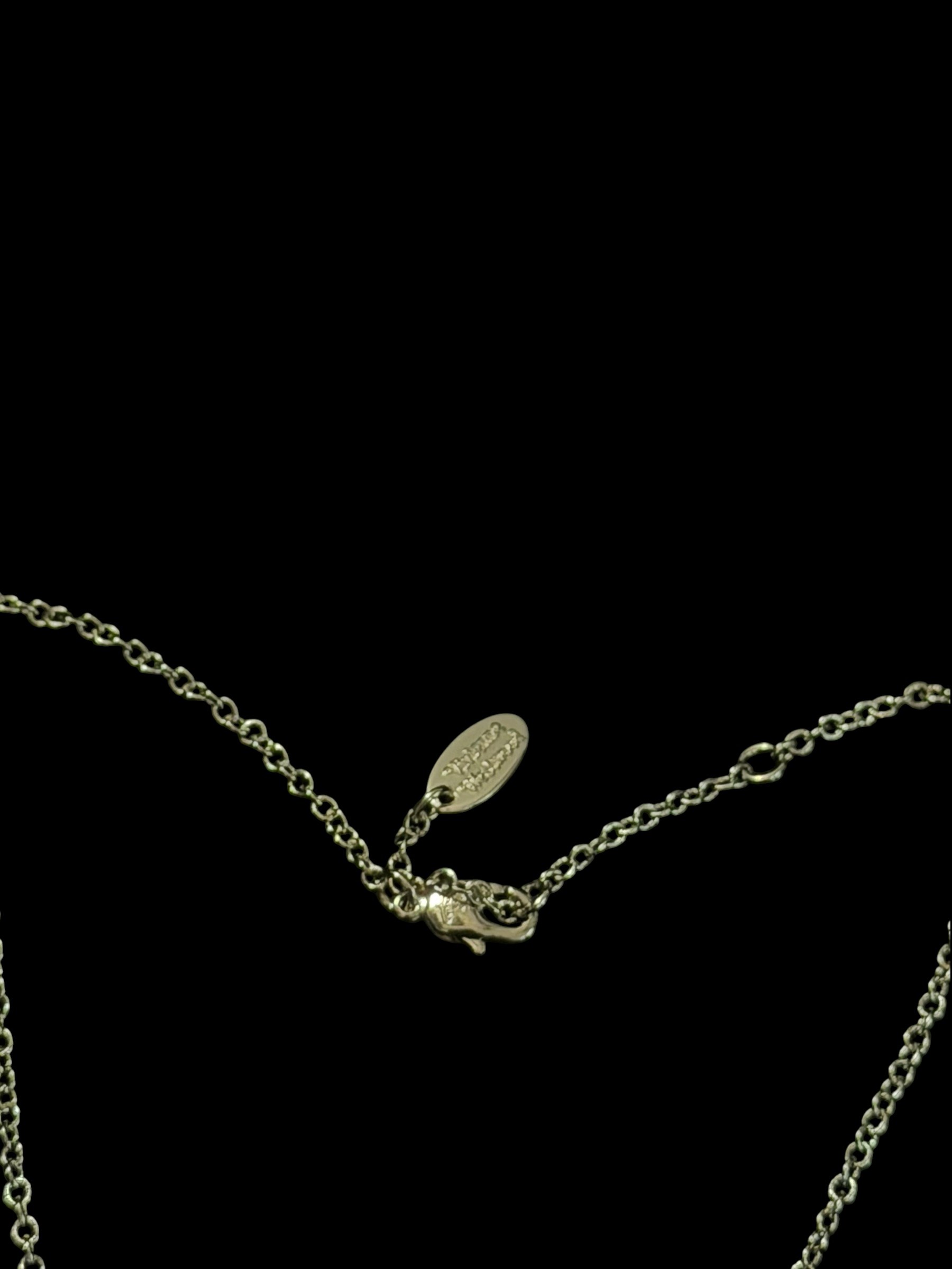 Vivienne Westwood Red Heart Orb Necklace Silver Crystal Y2K 5