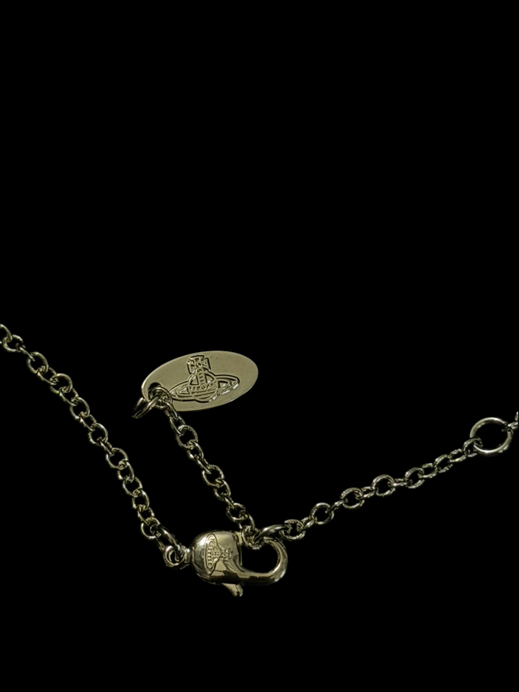 Vivienne Westwood Red Heart Orb Necklace Silver Crystal Y2K 7