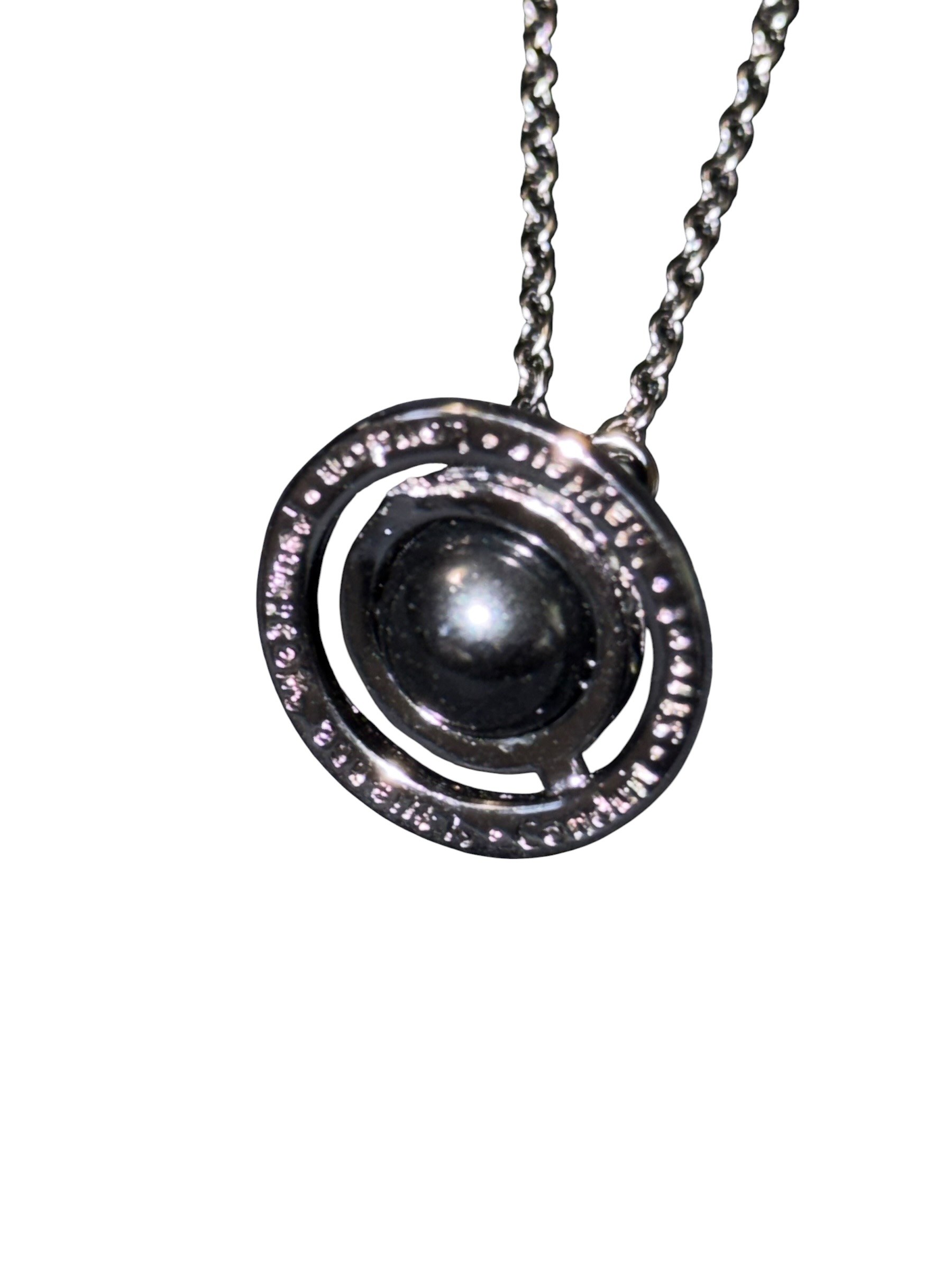 Vivienne Westwood Black Orb Necklace Gunmetal Crystal Pendant Y2K 6