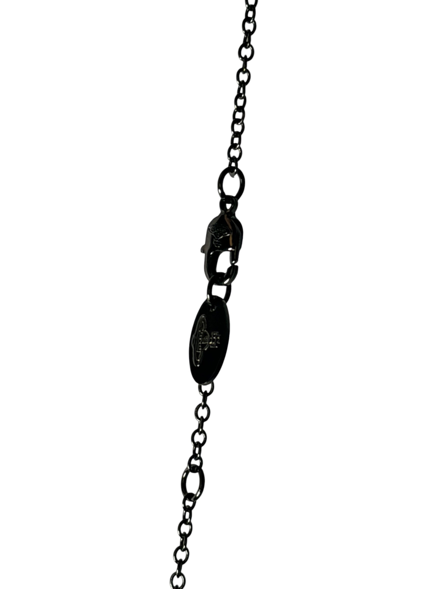 Vivienne Westwood Black Orb Necklace Gunmetal Crystal Pendant Y2K 4