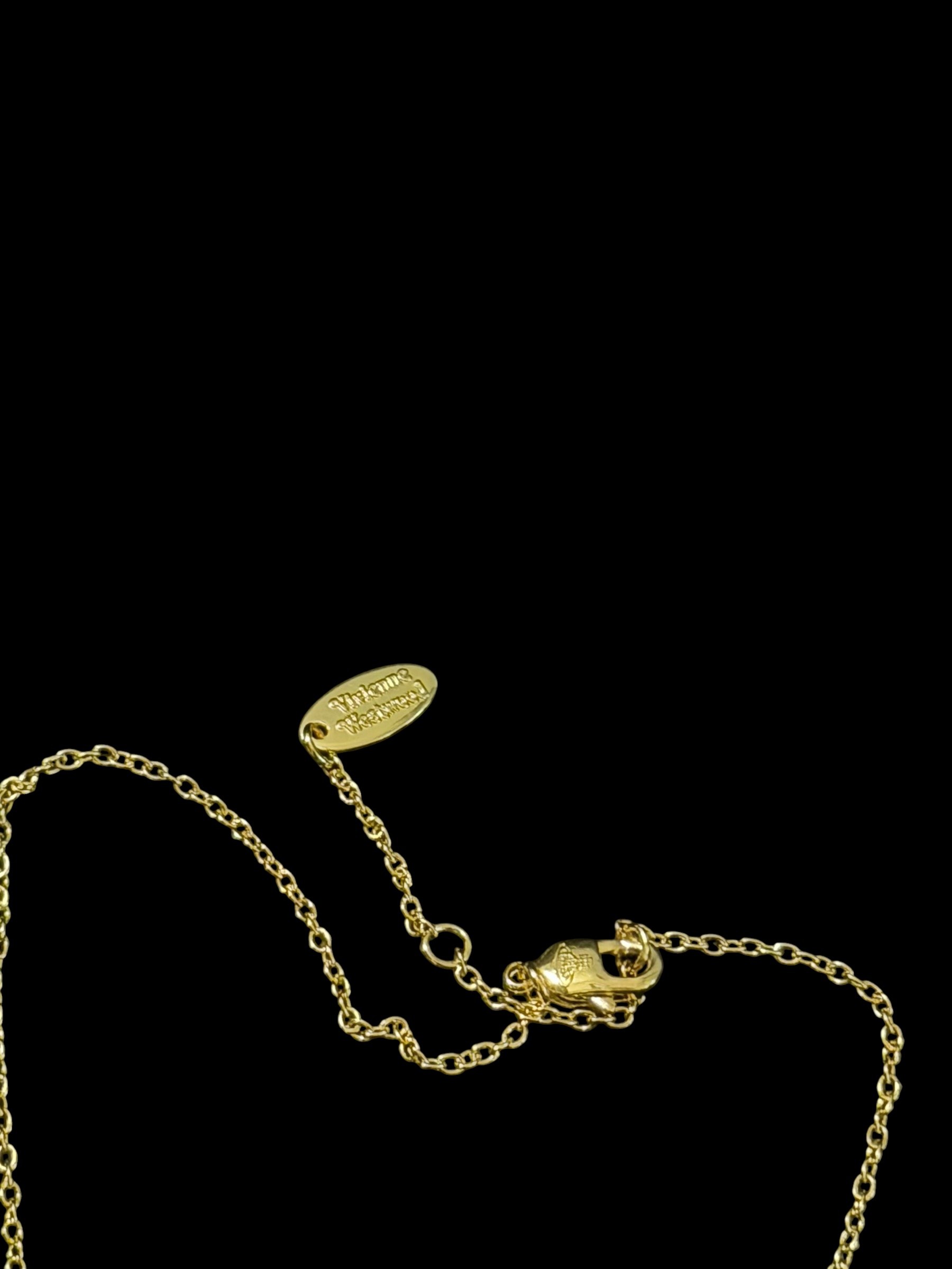 Vivienne Westwood Gold Orb Necklace White Pearl Crystal Pendant Y2K 7