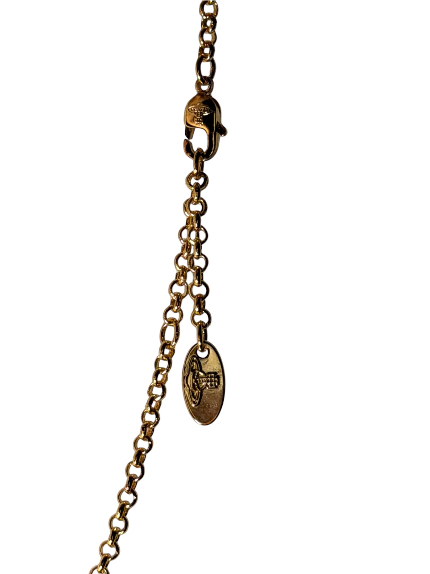 Vivienne Westwood Gold Orb Crystal Drop Necklace Y2K 7