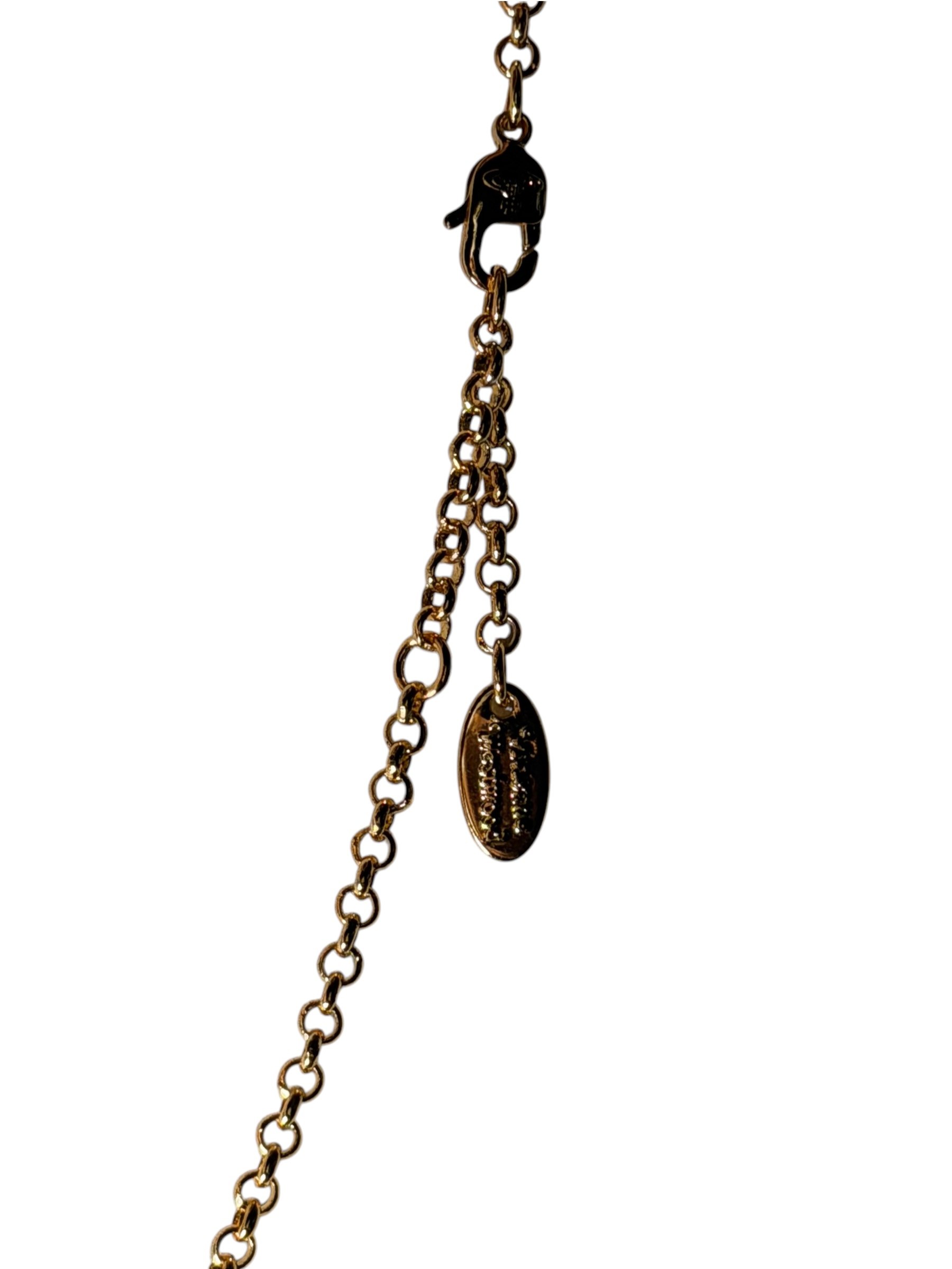 Vivienne Westwood Gold Orb Crystal Drop Necklace Y2K 4