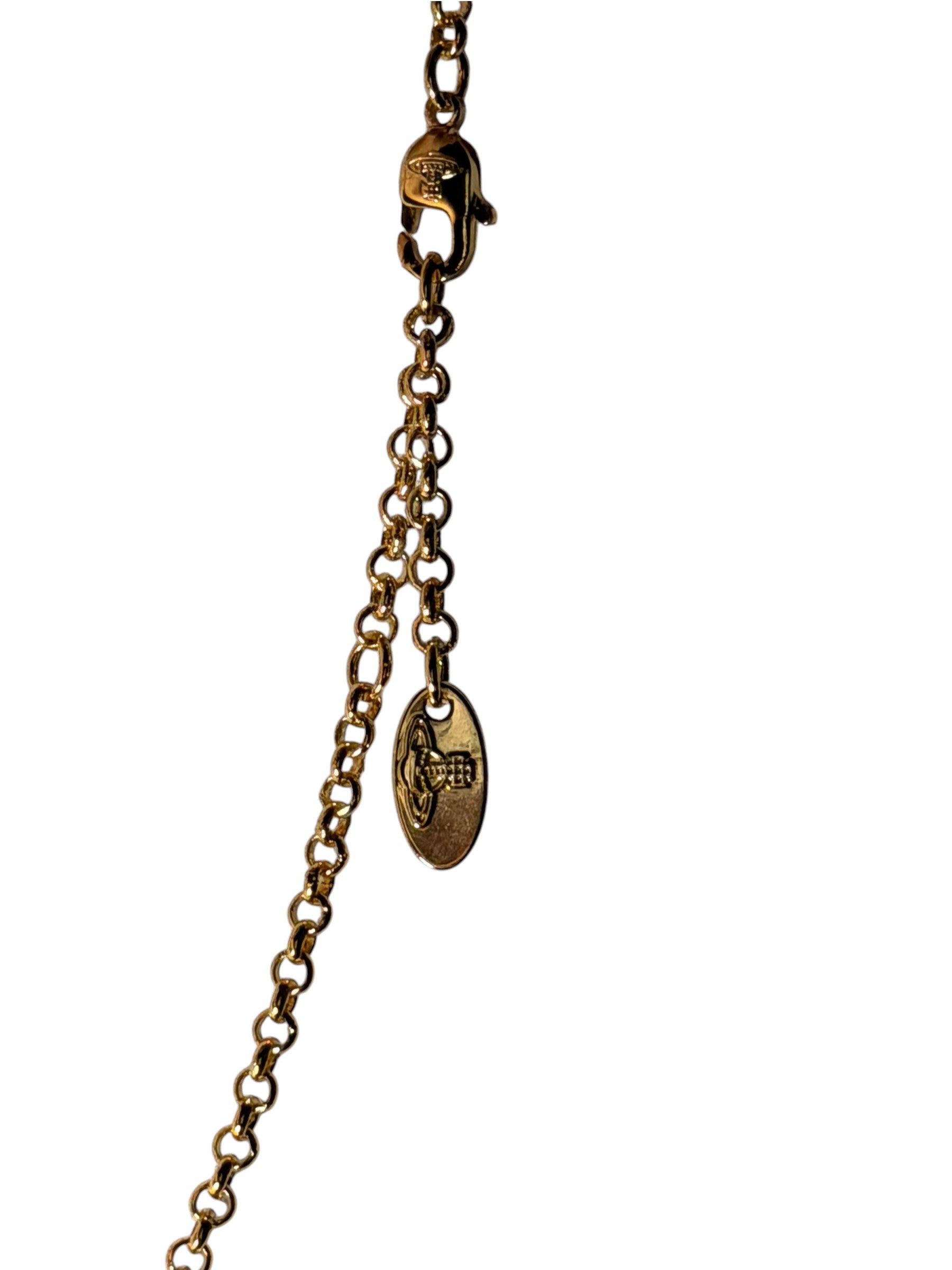 Vivienne Westwood Gold Orb Crystal Drop Necklace Y2K 5