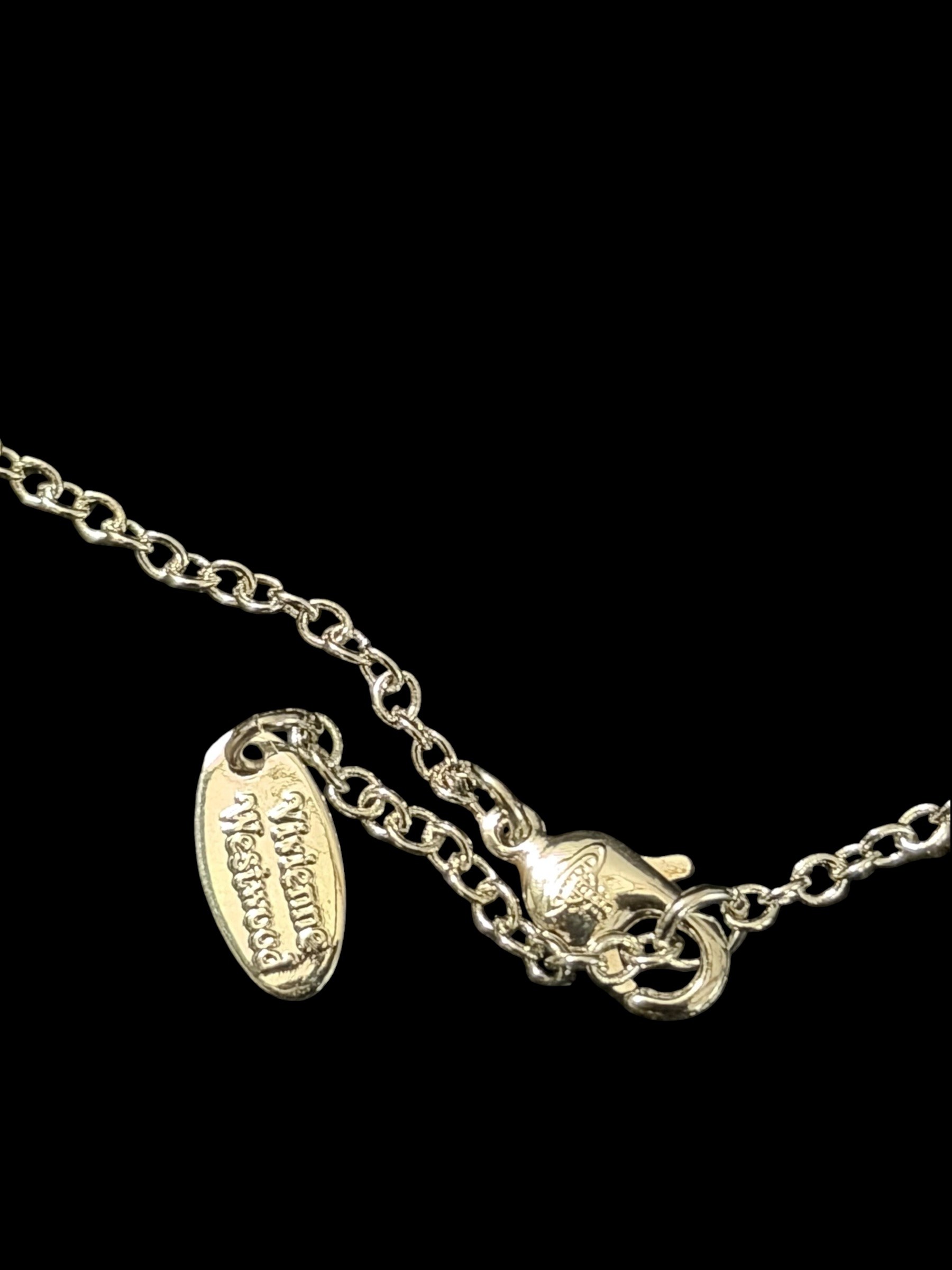 Vivienne Westwood Silver Orb Pendant Necklace Black Crystal 5