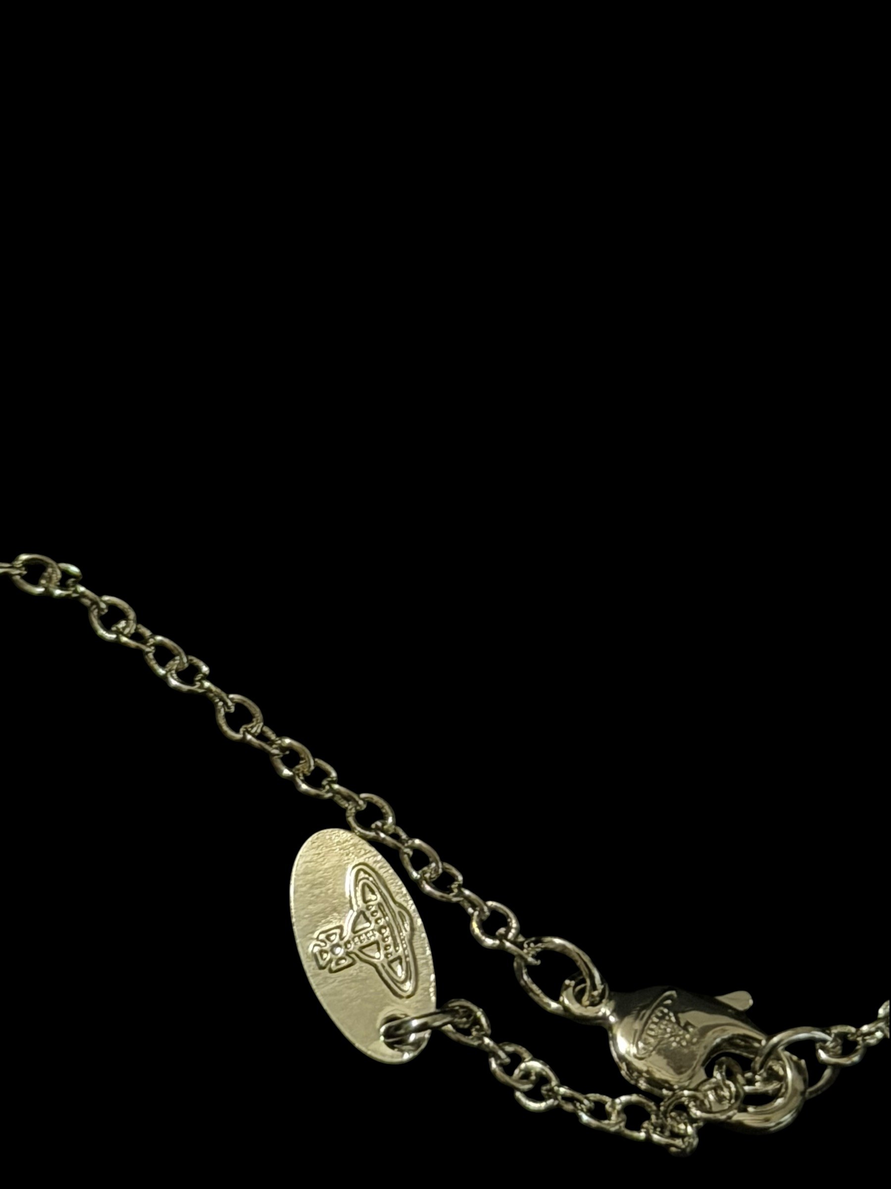 Vivienne Westwood Silver Orb Pendant Necklace Black Crystal 4