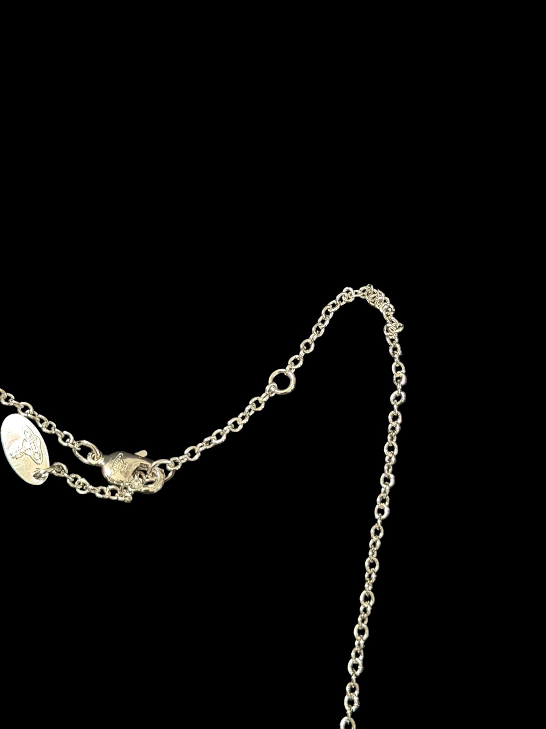 Vivienne Westwood Silver Orb Pendant Necklace Black Crystal 3