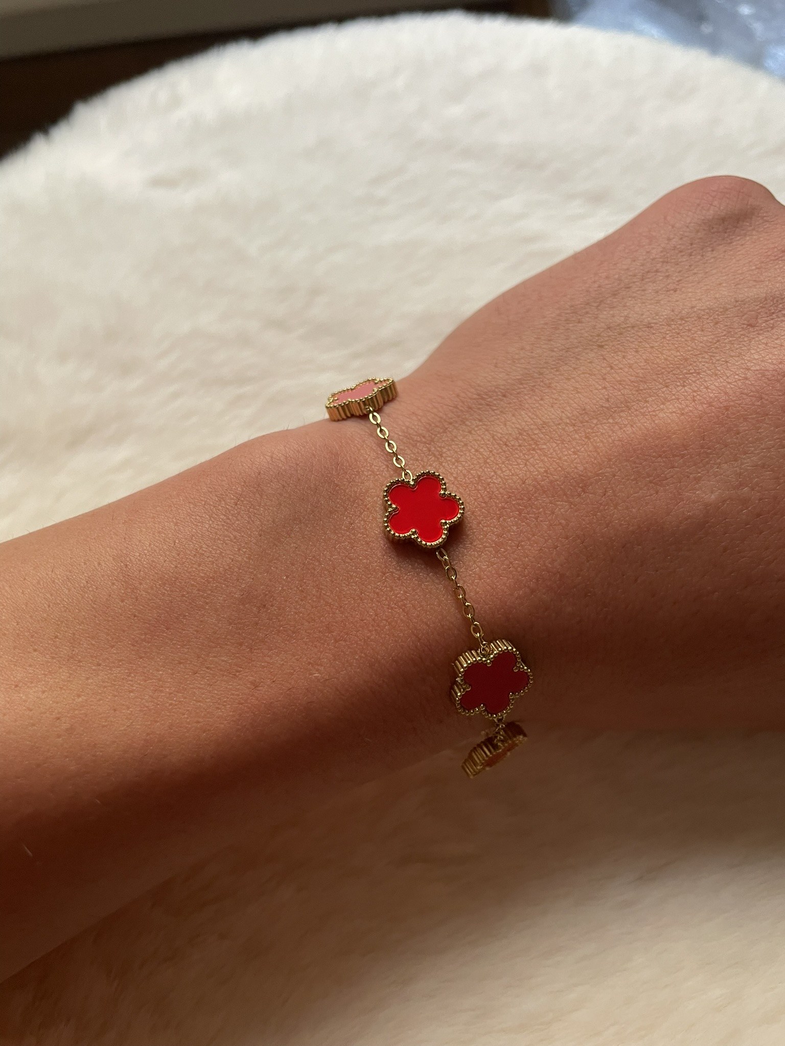 Bracelet Trèfle Rouge 9