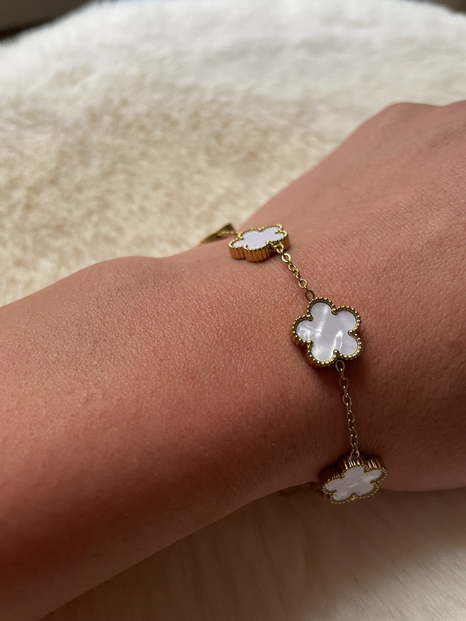 Bracelet Trèfle Blanc 9