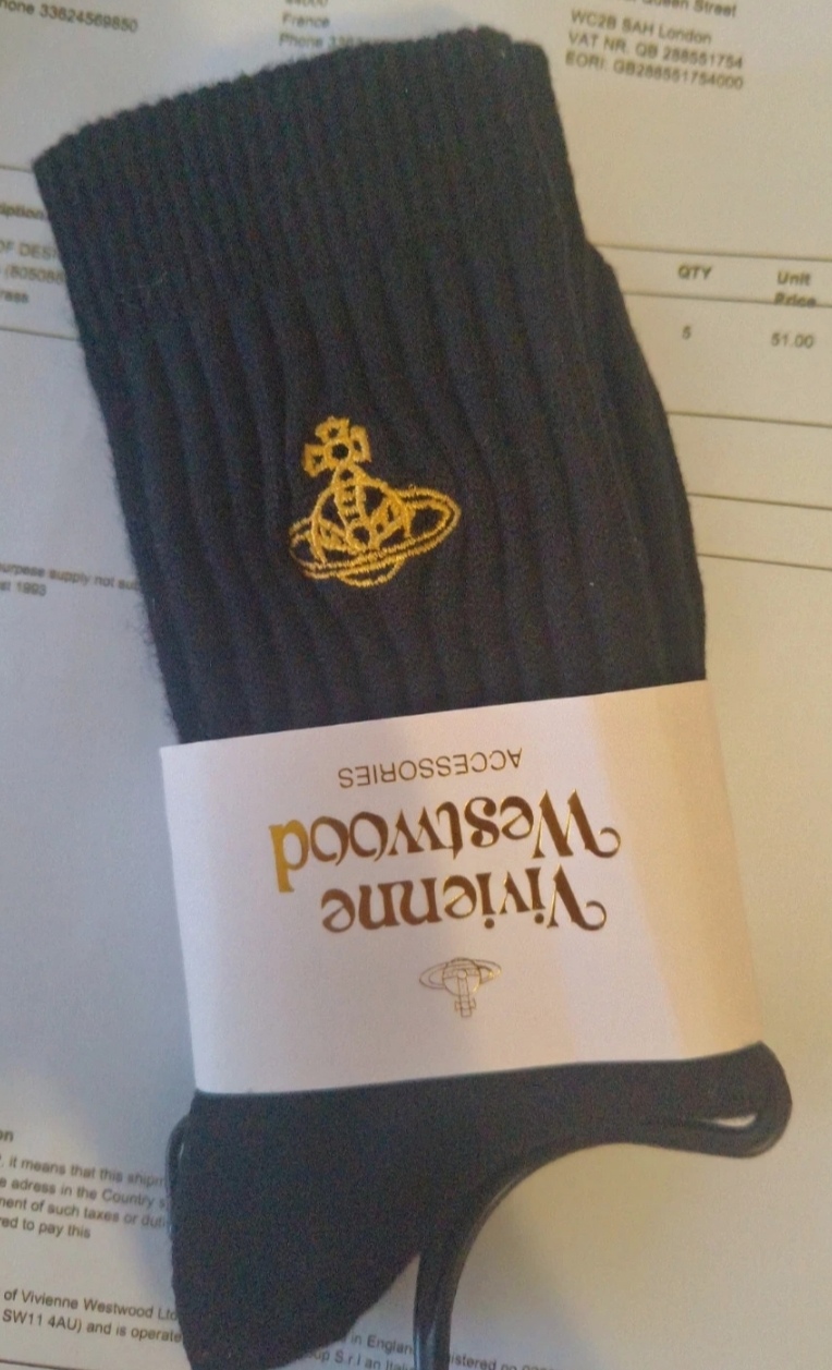 Chaussettes vivienne westwood noir brodé logo or
