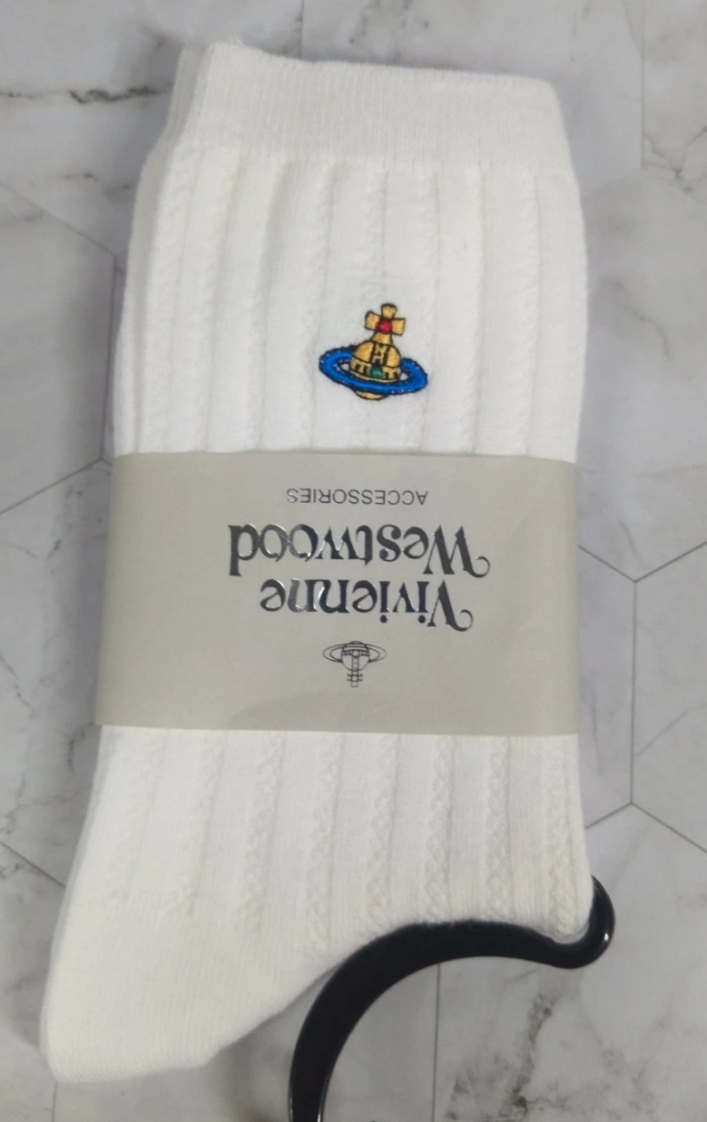 Chaussettes en cotton blanche logo brodé en couleur