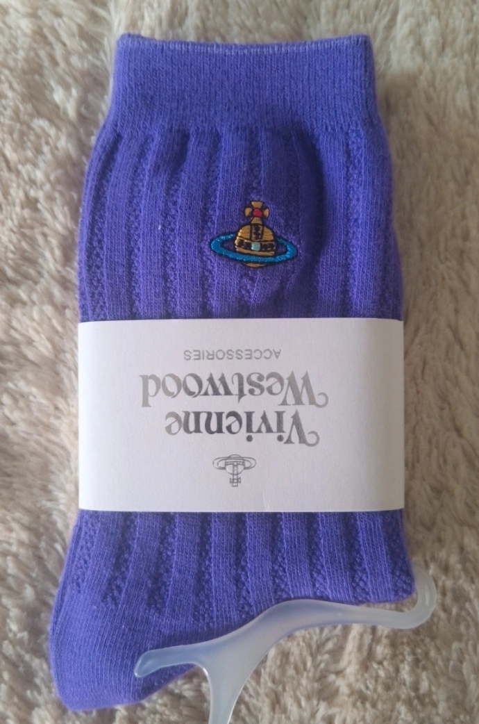 Chaussettes en cotton violet logo brodé coloré