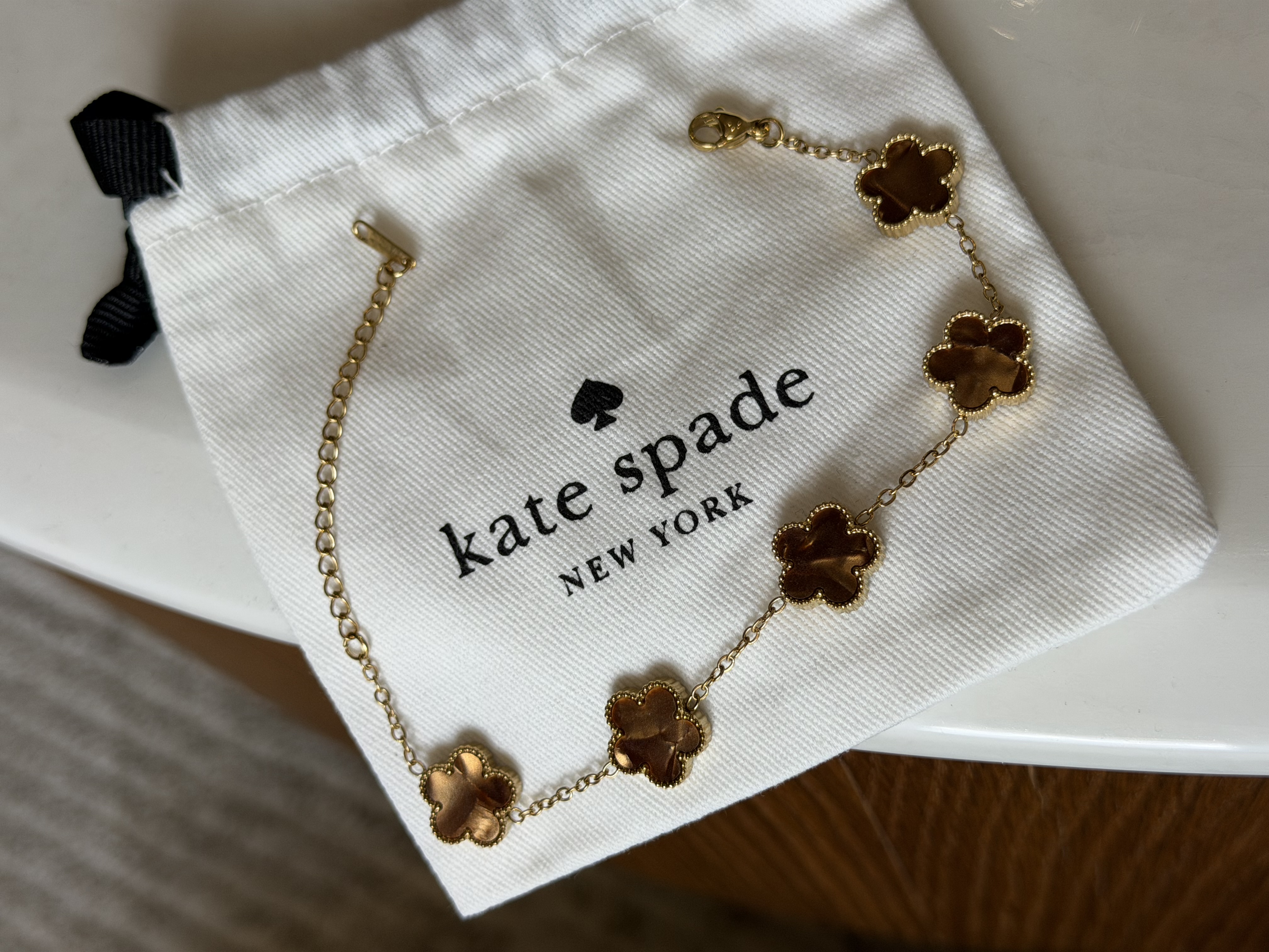 Bracelet trefle marbre marron Kate spade