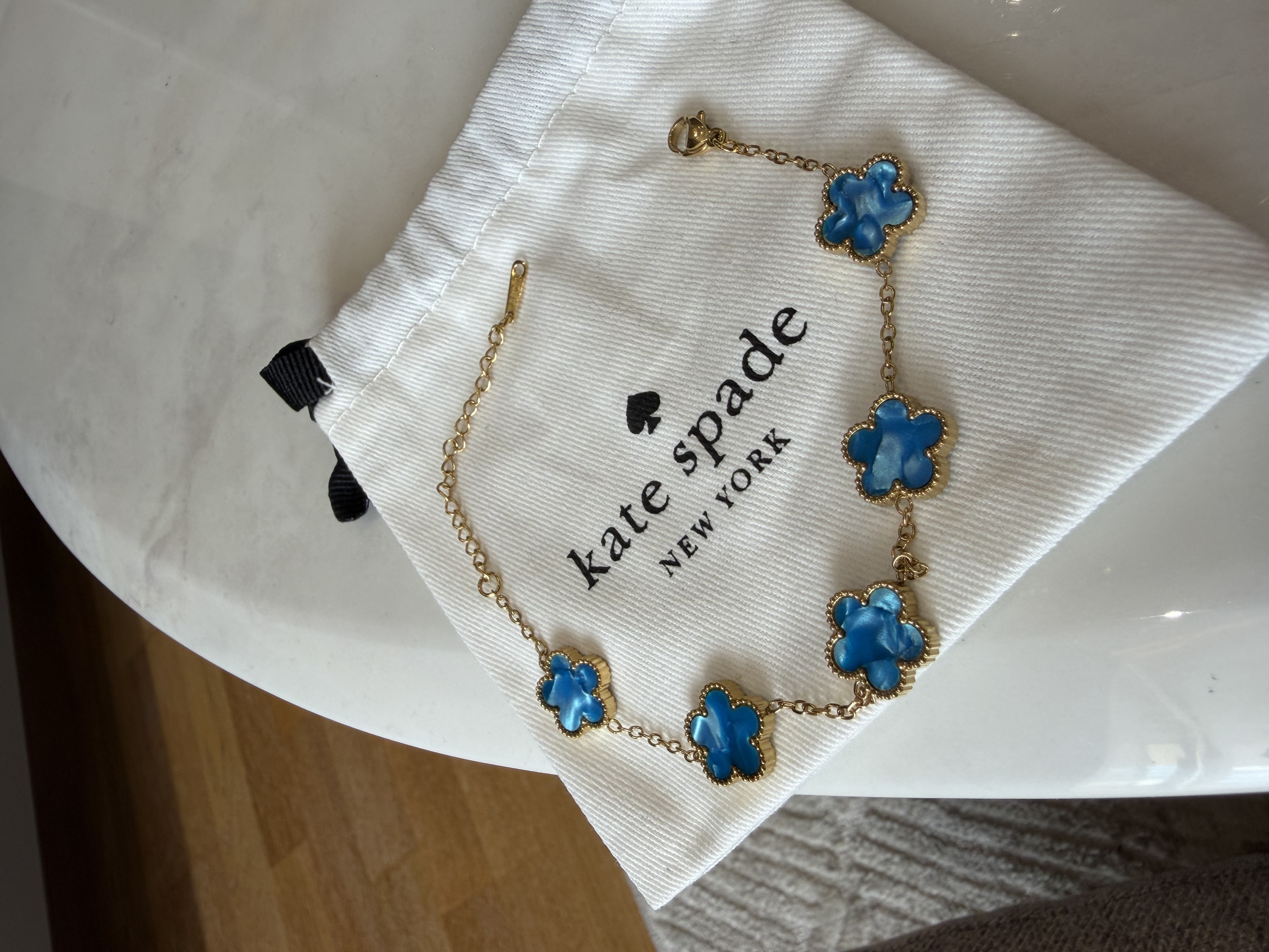 Bracelet trèfle marbré bleu Kate spade