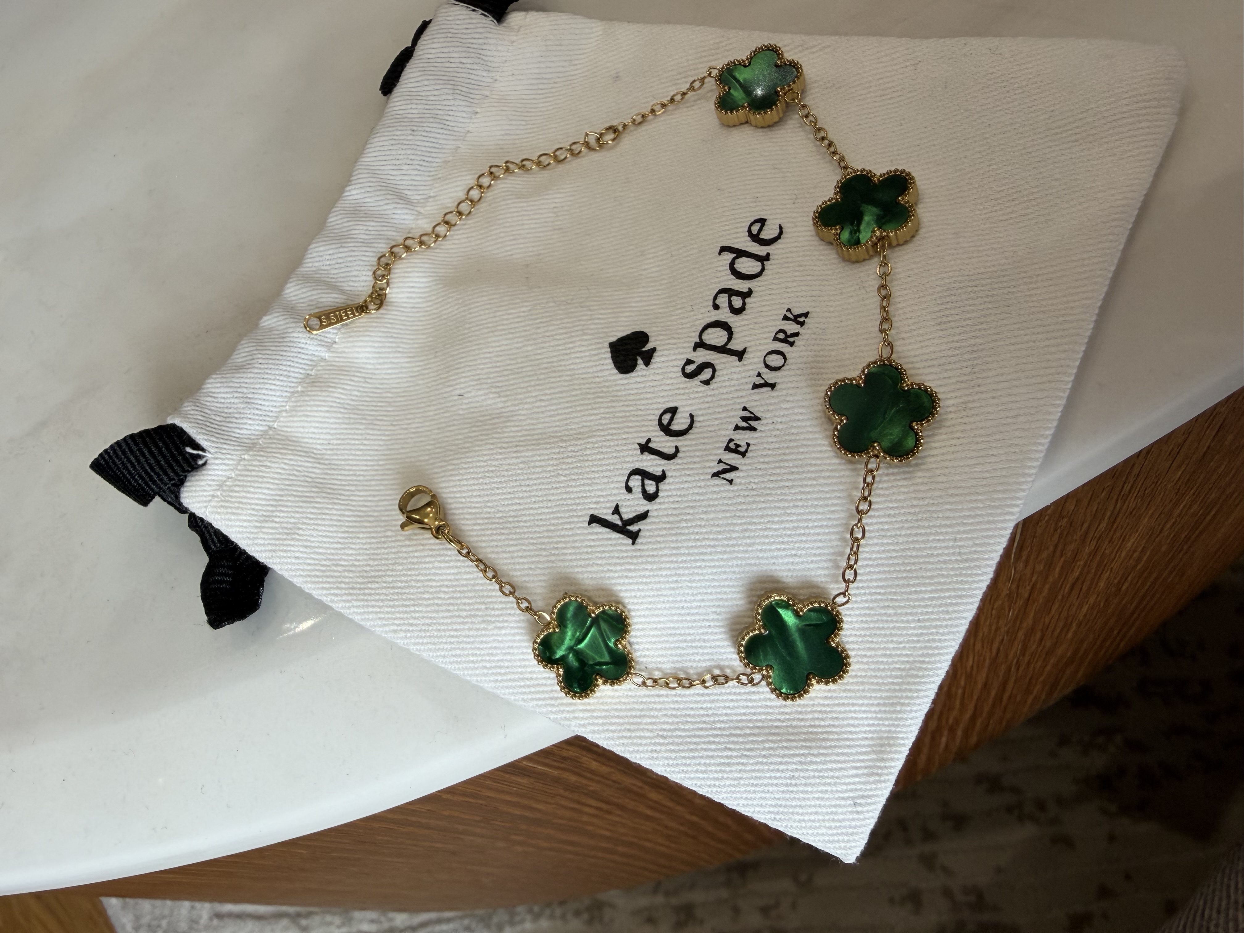 Bracelet kate spade trèfle marbré vert