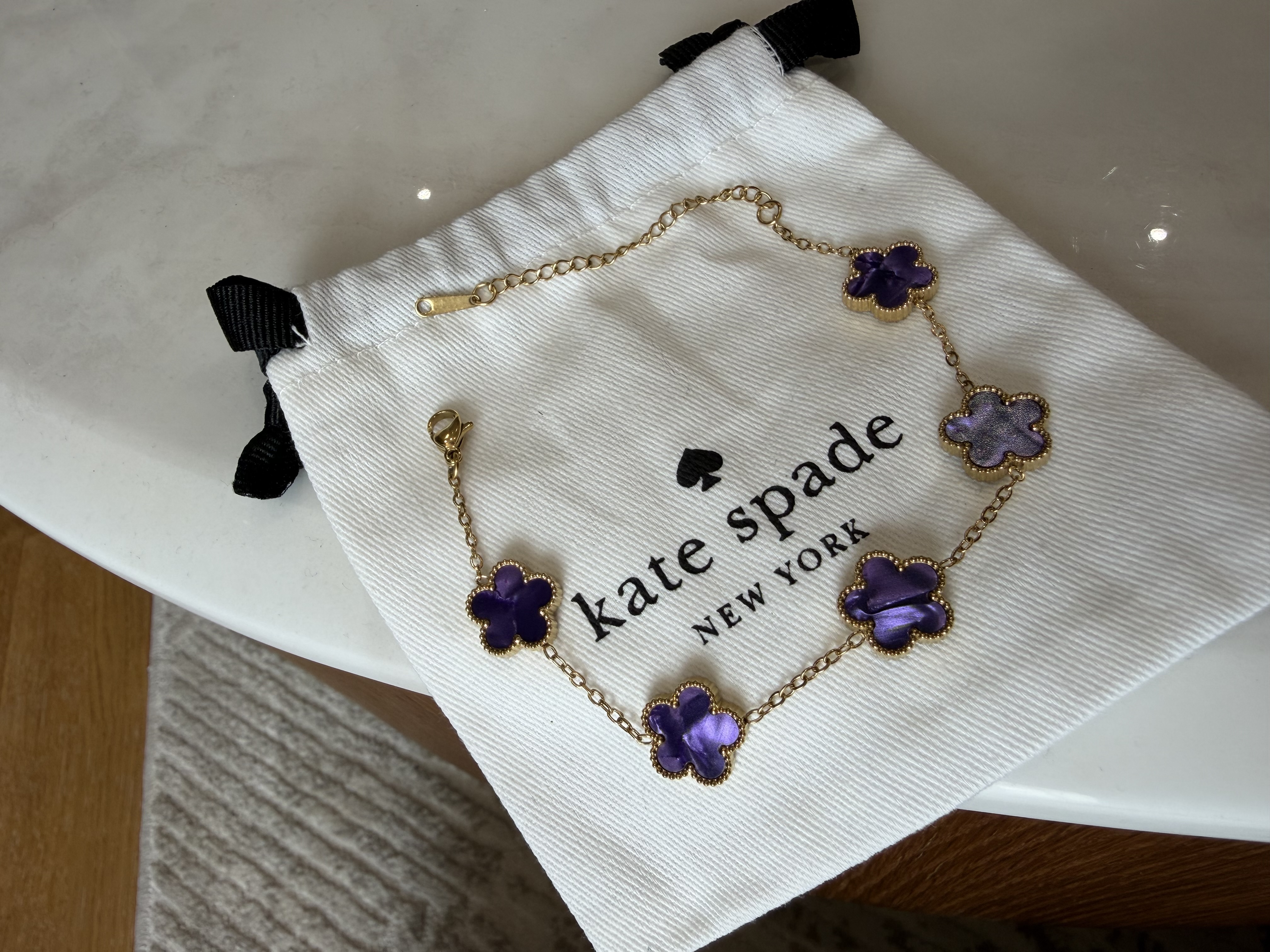 Bracelet trèfle marbré violet